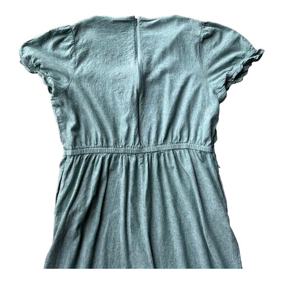 Lane Bryant V neck short Puff-Sleeve Linen Jumpsuit in green size 22 - Picture 7 of 9